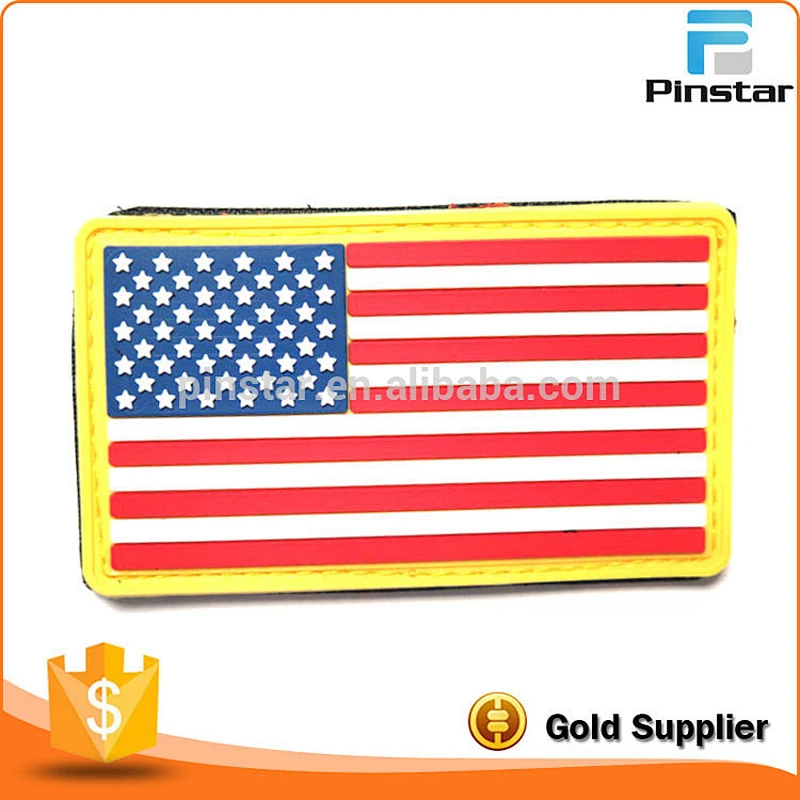 Soft rubber PVC US flag garment patch label