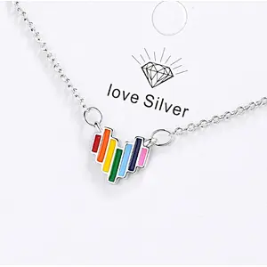 Fashion LGBT rainbow metal enamel plating Necklace Pendant