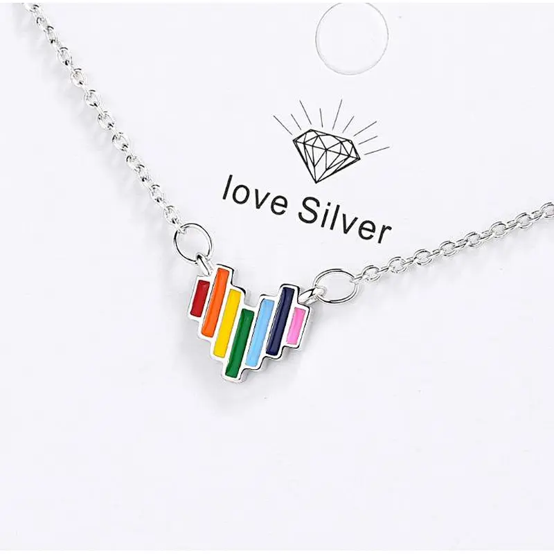 Fashion LGBT rainbow metal enamel plating Necklace Pendant