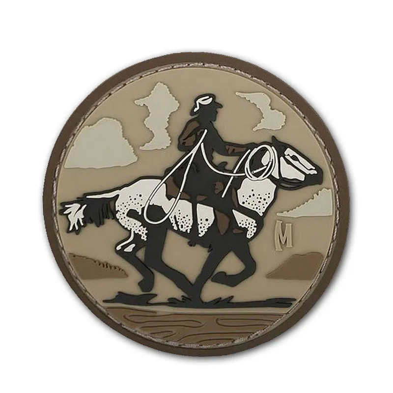 Cheap wholesale factory direct 3D PVC patch hook and loop sew on custom patch