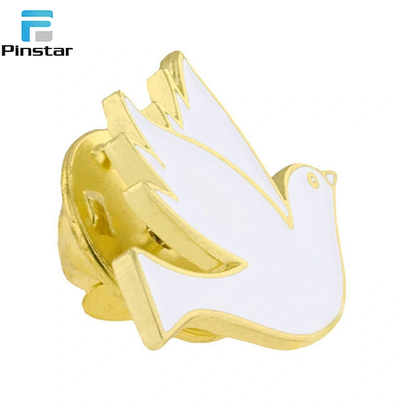 Custom pigeon shaped metal lapel pin peace dove hard/soft enamel lapel pin badges manufacturers China