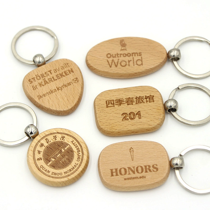 Wholesale In Stock Cheap Blank Wooden Keychains Custom Shape Wood Keychain
