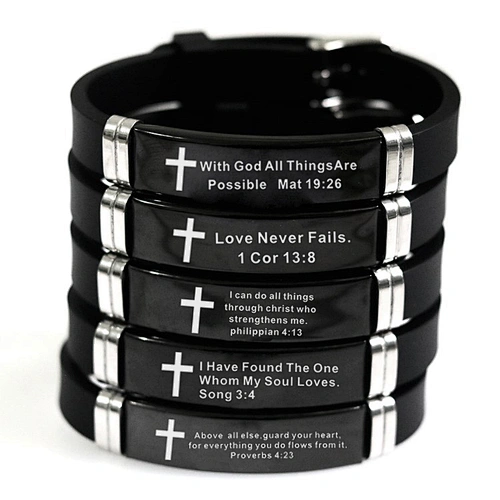Stainless Steel Christian Bible Scripture Bracelet