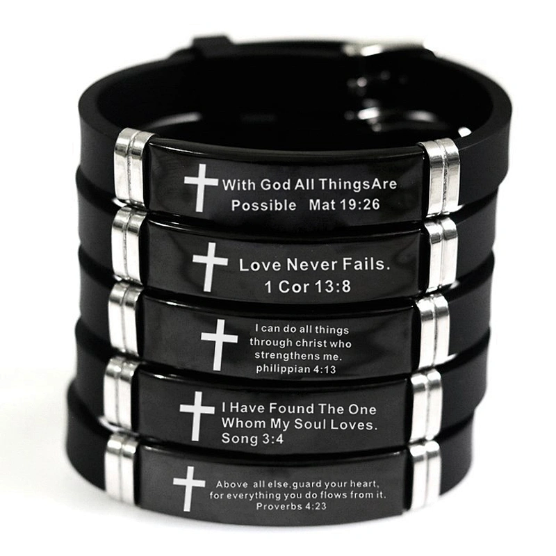 Stainless Steel Christian Bible Scripture Bracelet