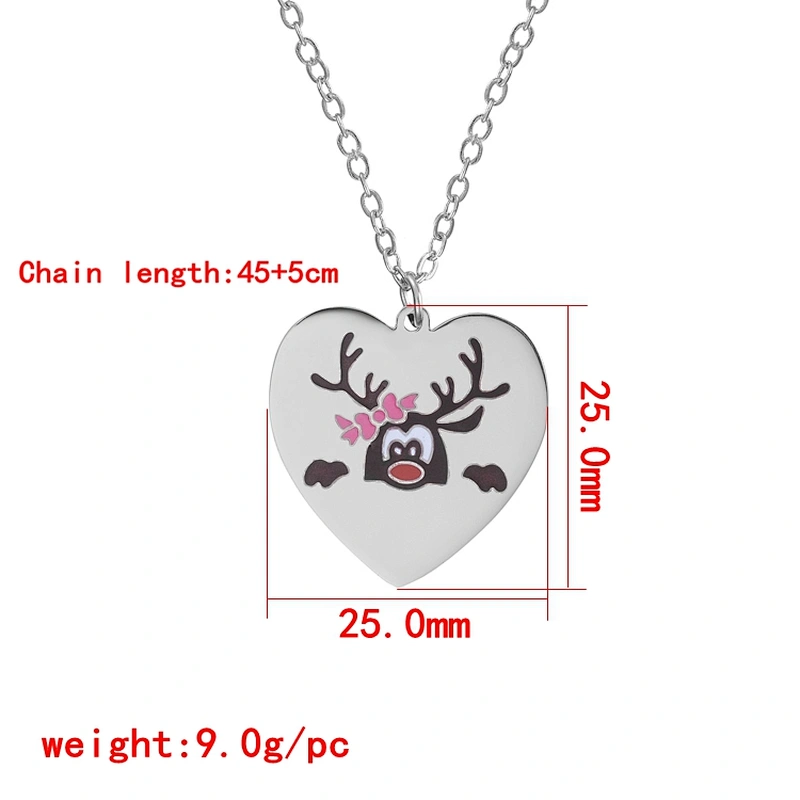 Christmas Gift Drop Oil Stainless Steel Necklace