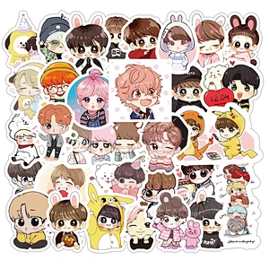 Factory Wholesale In Stock Waterproof PVC Sticker Cute Cartoon BTS Reusable Stickers Kpop