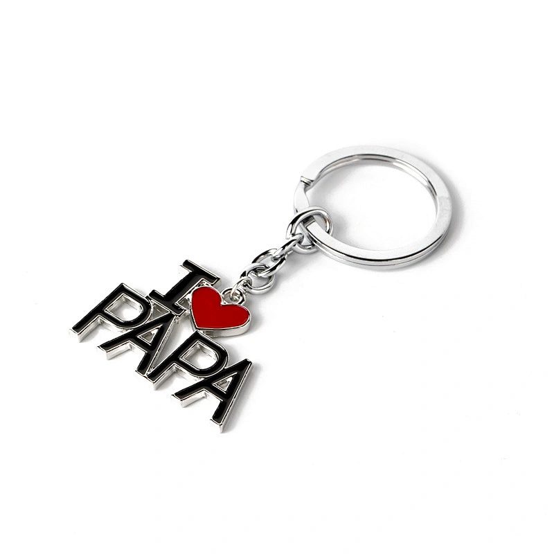 Wholesale Enamel Metal Keychains Love DAD MOM MAMA PAPA Heart Keychain