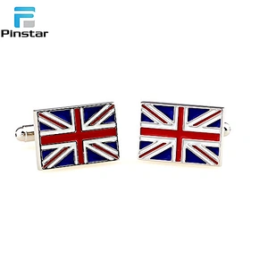 Simple bulk design England flag stainless steel cufflinks