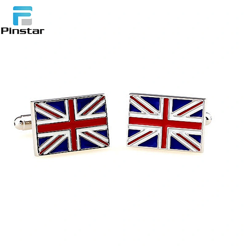 Simple bulk design England flag stainless steel cufflinks