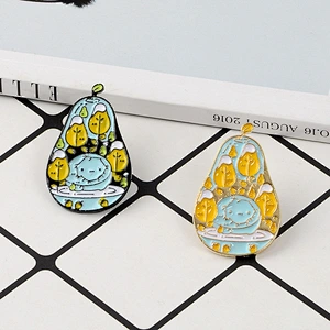 Color Pear Fruit Enamel Pin for Clothes