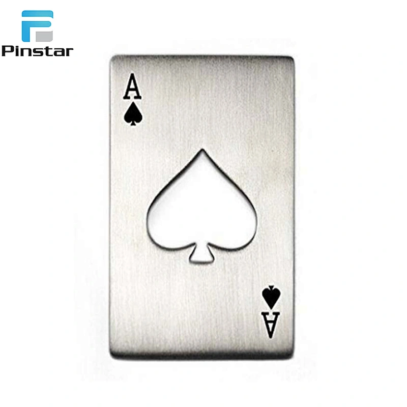 Stainless Steel Playing Card Ace of Spades Poker Bottle Opener