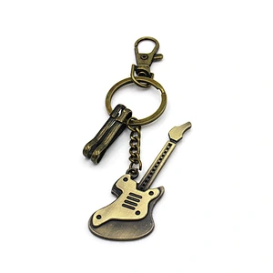 Unique retro guitar Customized bulk metal keychains
