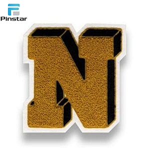 Custom iron on embroidered star shaped towel chenille patches for clothing