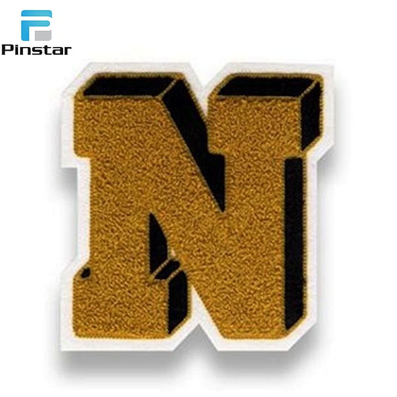 Custom iron on embroidered star shaped towel chenille patches for clothing