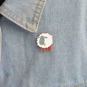 Cartoon Cute Sheep Animal Lapel Pin Badge with Butterfly Clutch Back