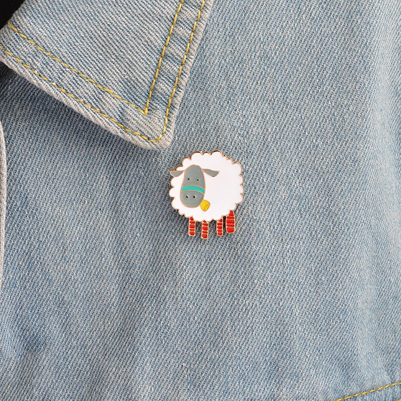 Cartoon Cute Sheep Animal Lapel Pin Badge with Butterfly Clutch Back