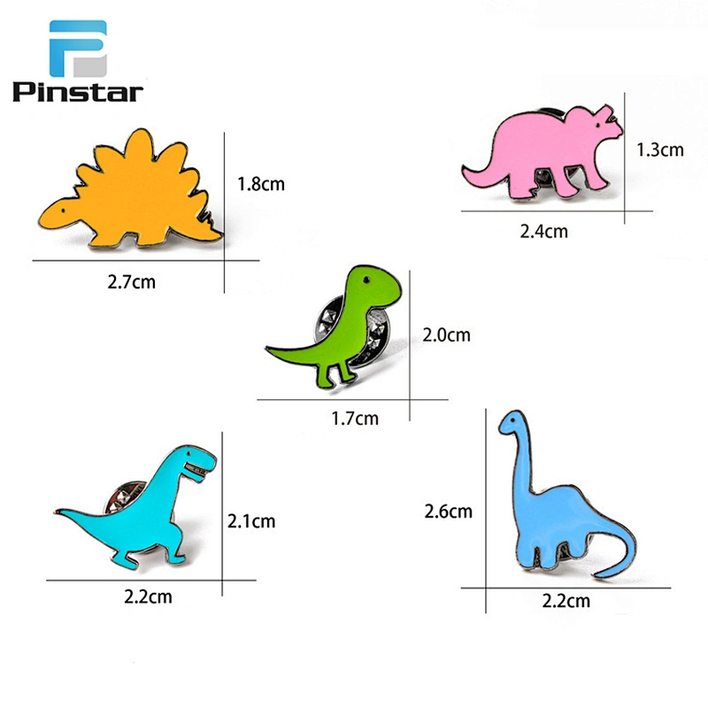 Wholesale In Stock Dino Badge Cute Kid Enamel Metal Dinosaur Lapel Pin