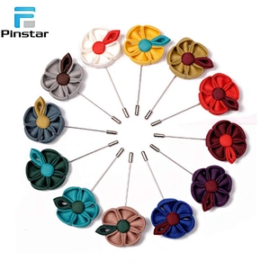 Fashion elegant mens accessories long needle brooch flower lapel pin with multi-colors