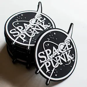 space custom logo cheap clothing PVC soft rubber patches