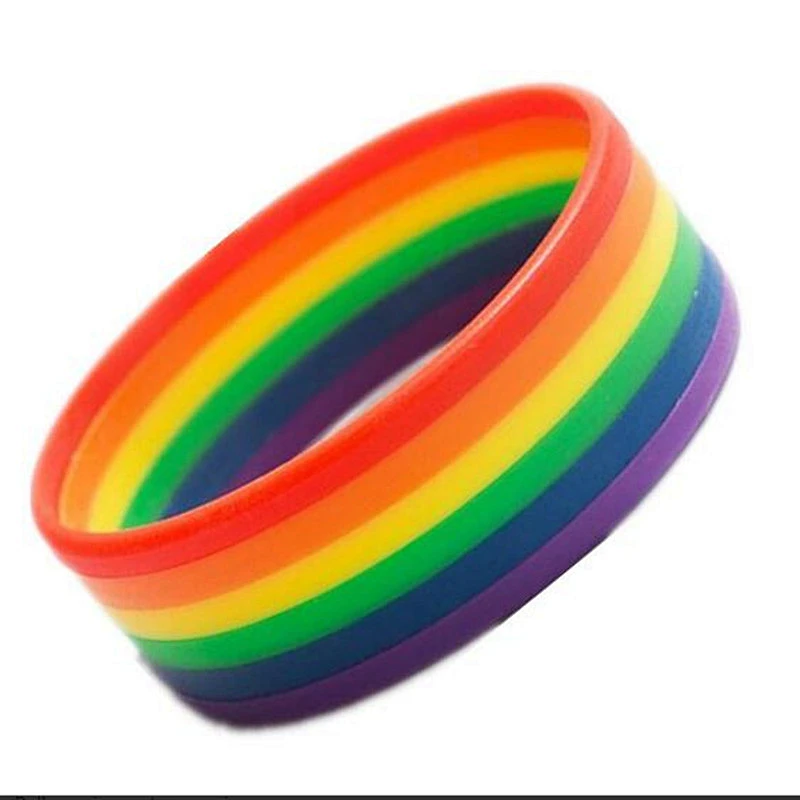 Wholesale In Stock LGBT Bracelets Gay Pride Silicone Band LGBT Rainbow Bracelet