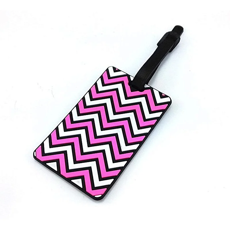 Wholesale promotional custom stripe shape rubber luggage tag