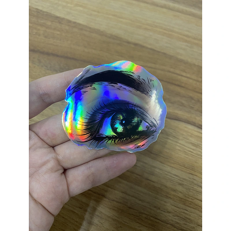 Laptop waterproof adhesive pvc printed printing die cut custom holographic glitter stickers
