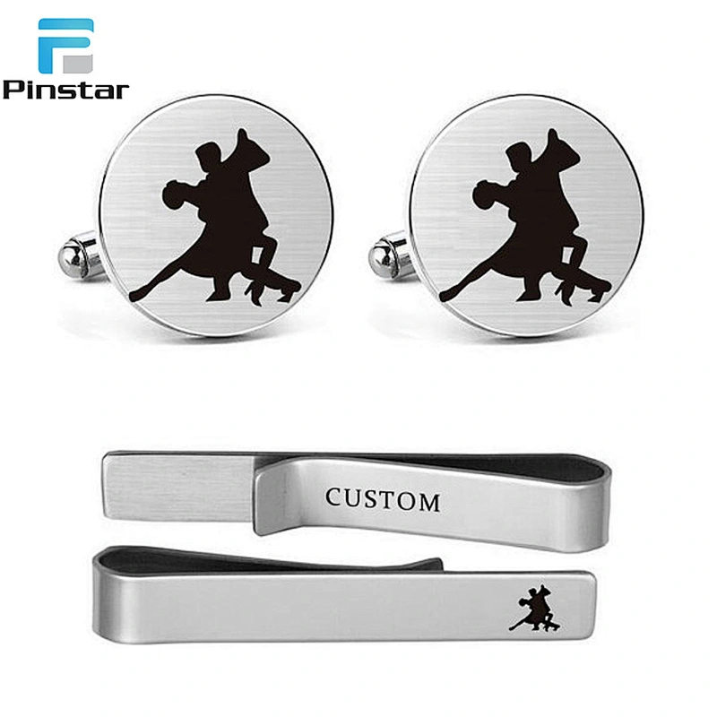 Wholesale Fashion dancing man and woman Metal Custom Cufflink and tie clip