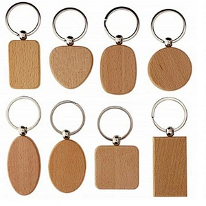 Wholesale In Stock Cheap Blank Wooden Keychains Custom Shape Wood Keychain