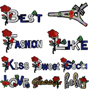 2018 Wholesale customized fashion rose letter embroidery patches