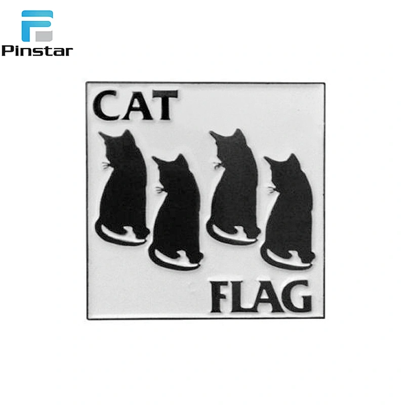 Black Flag Enamel Lapel Hat Cat Pin Punk Rock Cats