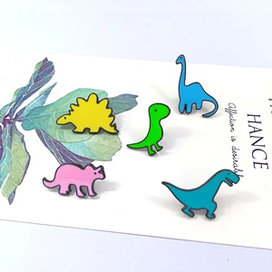 Free mold wholesale China custom dino badge dinosaur shaped enamel lapel pin
