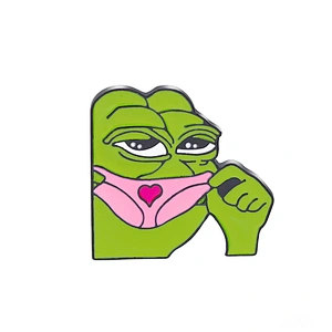 Wholesale Green Frog Soft Enamel Pin with Droll Expression