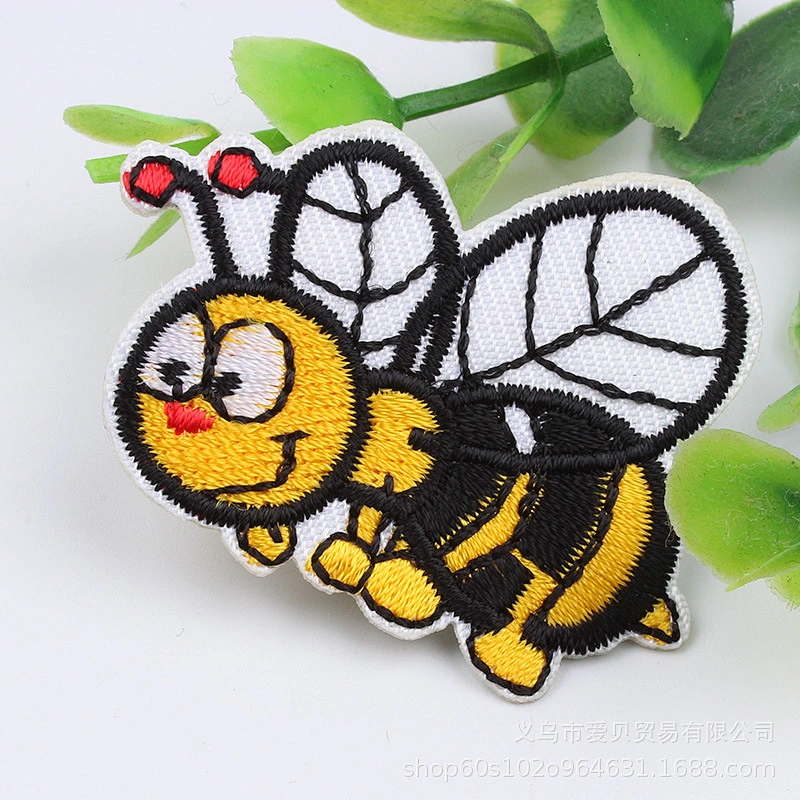 China bulk custom cartoon bee shape embroidery patches