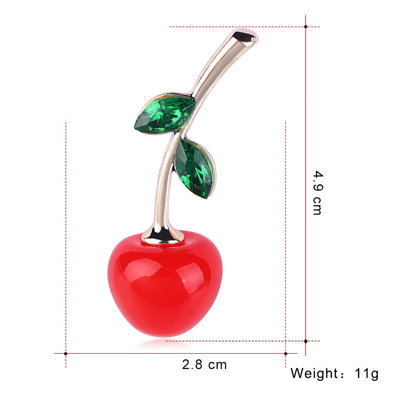 Cute Cherry Rhinestone Brooch Pin with Safety Pin