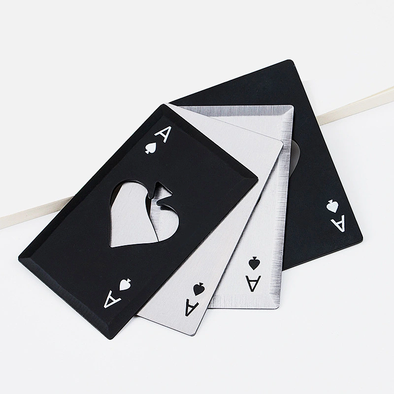 Promotional card shape silver black heart stainless steel Bottle Opener