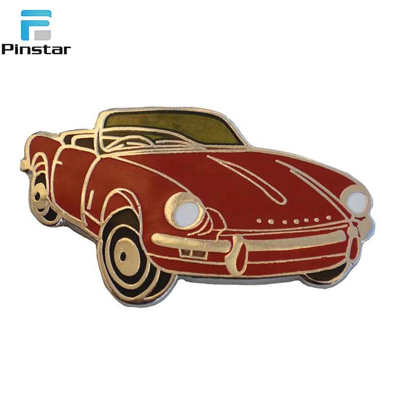 Red convertible classic car custom hard enamel metal lapel pin badges