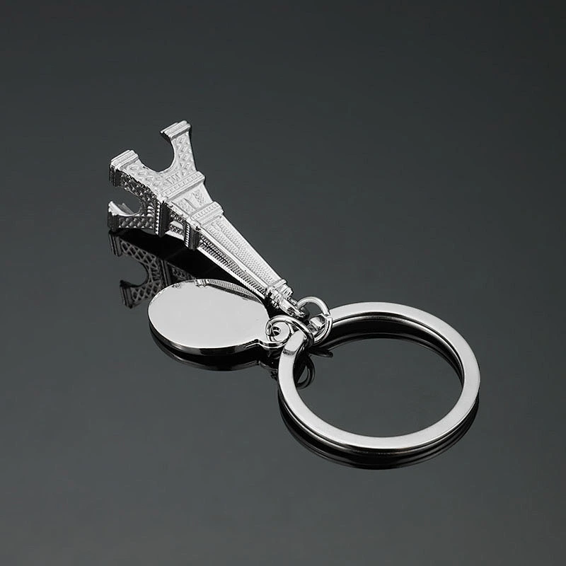 Customized 3D nice France Eiffel Tower metal key chain for wholesale