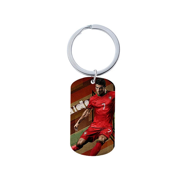 Stainless Steel Metal Keychain with C Ronaldo Pattern
