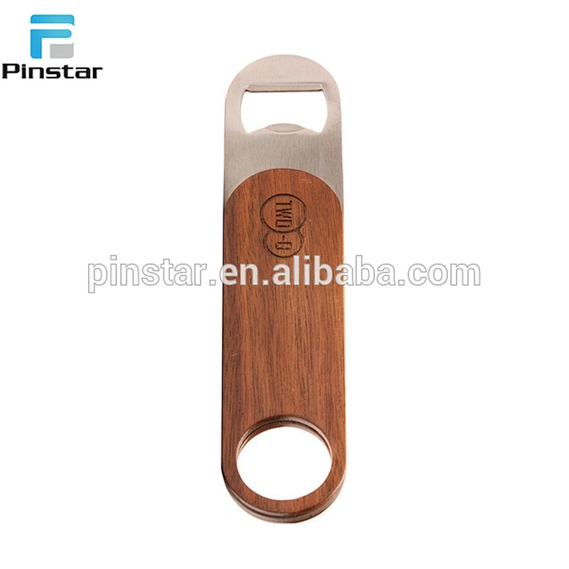 China gold supplier customized wood handle bottle opener