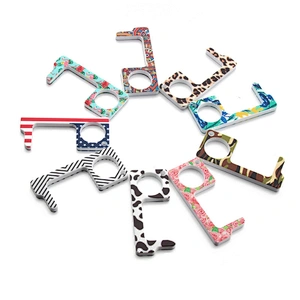 Making Your Own Design CMYK Printing Acrylic Hands Free Keychain Openers Custom Logo Acrylic Keyless Door Opener