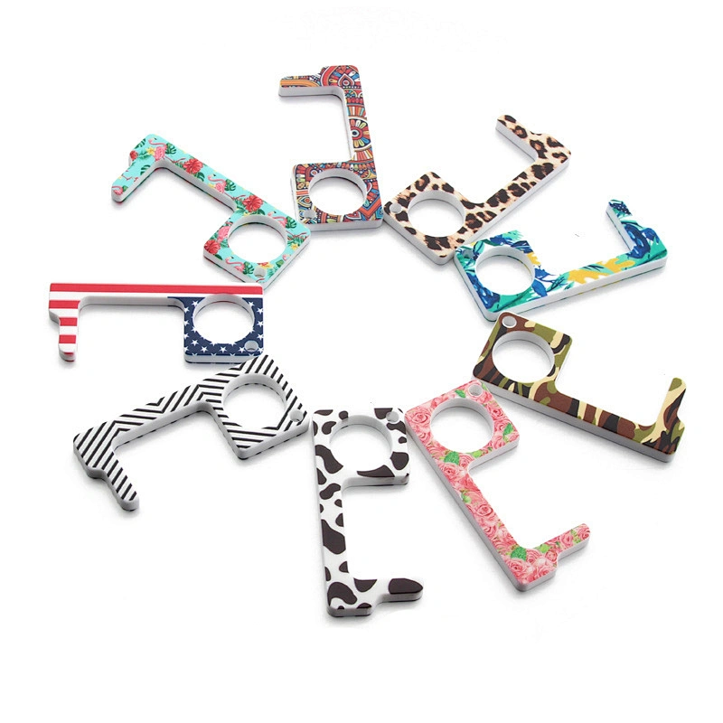 Making Your Own Design CMYK Printing Acrylic Hands Free Keychain Openers Custom Logo Acrylic Keyless Door Opener