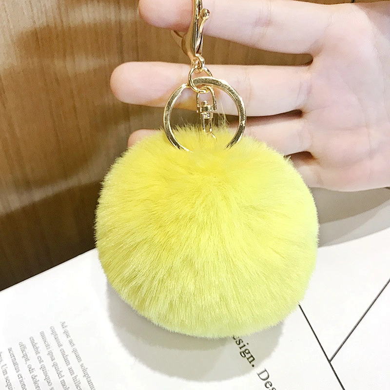 Fashion Custom Pom Pom Fur Ball metal Keychain