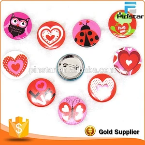 Custom Printing Logo Heart Tin Button Badge