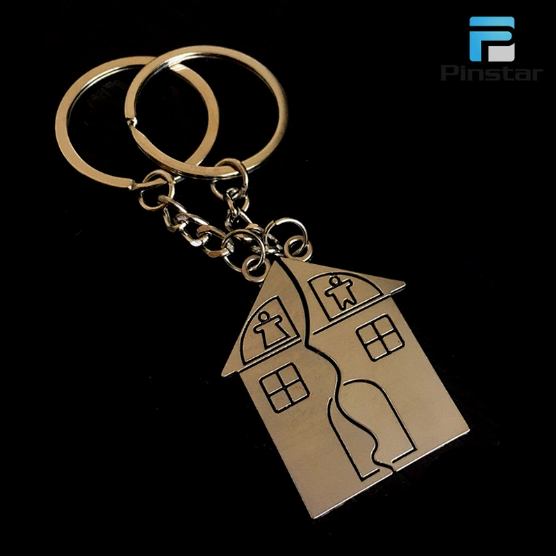 Factory Wholesale Promotional Custom Logo Metal Key Chain House Shaped Keychain