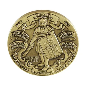 custom design soldier copper engraved 3D plated coin