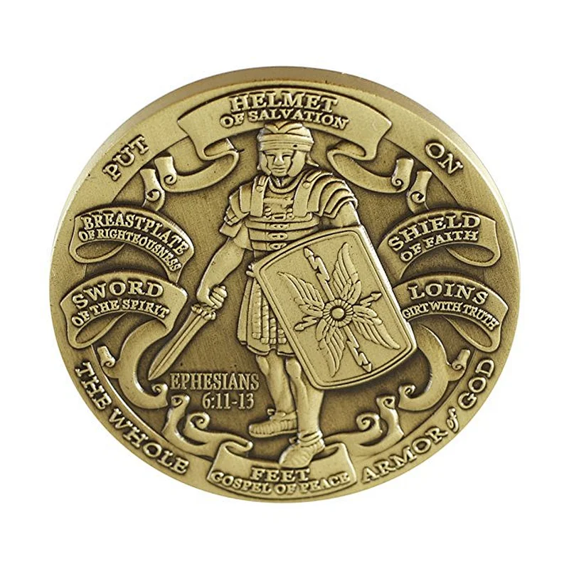 custom design soldier copper engraved 3D plated coin