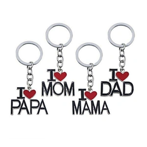 Factory Wholesale Father's/Mother's Day Gift I Love Mom/Dad/Mama/Papa Letter Pendant Keychain