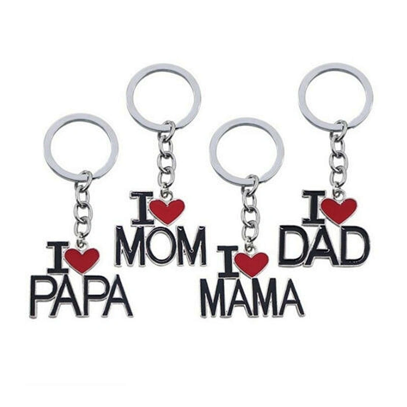 Factory Wholesale Father's/Mother's Day Gift I Love Mom/Dad/Mama/Papa Letter Pendant Keychain