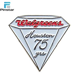 Factory Directly Sale Diamond Hard Enamel Metal Lapel Hat Pin with glitter