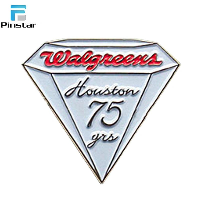 Factory Directly Sale Diamond Hard Enamel Metal Lapel Hat Pin with glitter